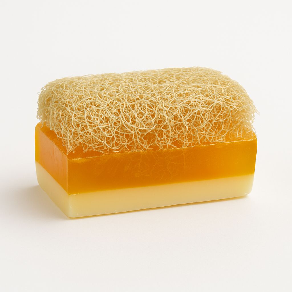 Eselsmilch-Honig-Seife mit Luffa-Schwamm - pH-neutral & handgemacht