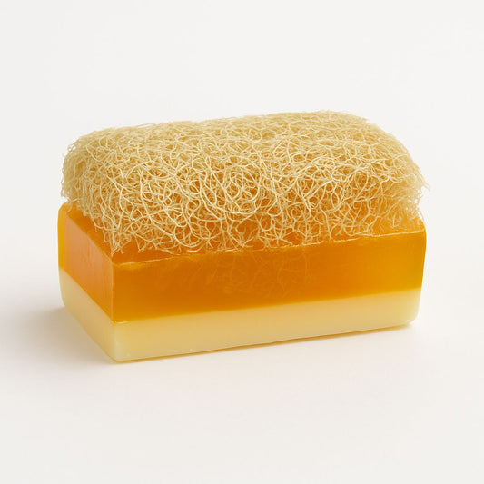 Eselsmilch-Honig-Seife mit Luffa-Schwamm - pH-neutral & handgemacht