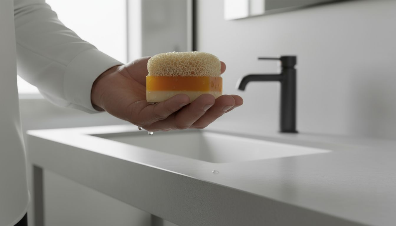 Eselsmilch-Honig-Seife mit Luffa-Schwamm - pH-neutral & handgemacht