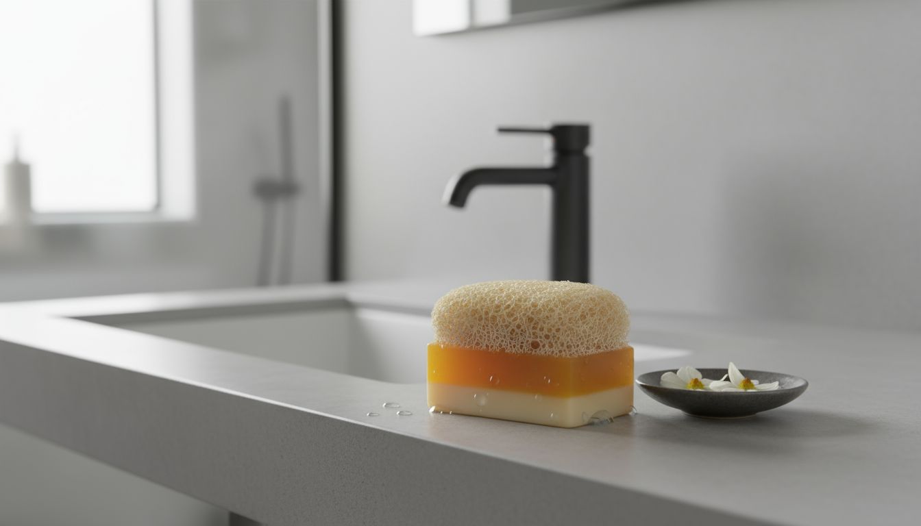 Eselsmilch-Honig-Seife mit Luffa-Schwamm - pH-neutral & handgemacht